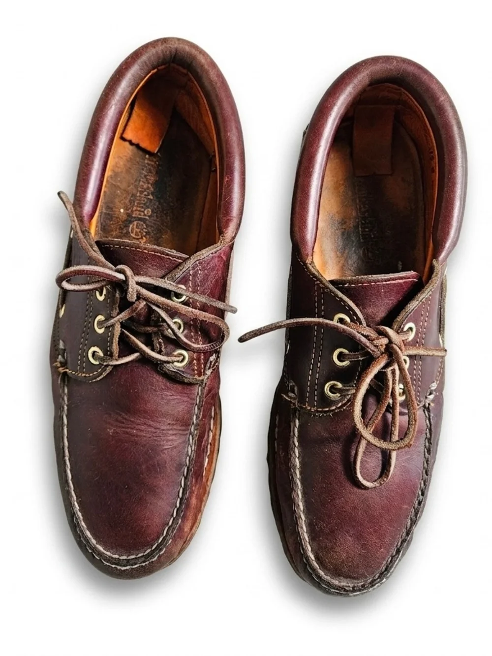 Timberland 3-Eye Classic Lug Burgundy Leather Boat Shoes Men Size 12